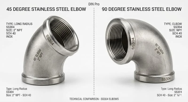 So sánh elbow 45 độ và 90 độ