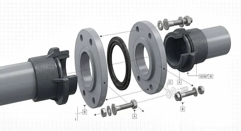 Ảnh cấu tạo kỹ thuật mặt bích PVC phi 60