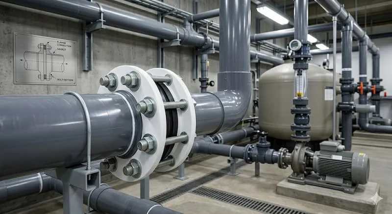 PVC flange trong hệ thống thực tế