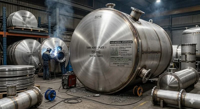 Stainless steel round plates trong chế tạo tank