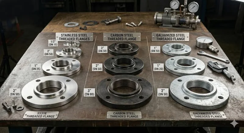Ảnh so sánh nhiều loại threaded flange