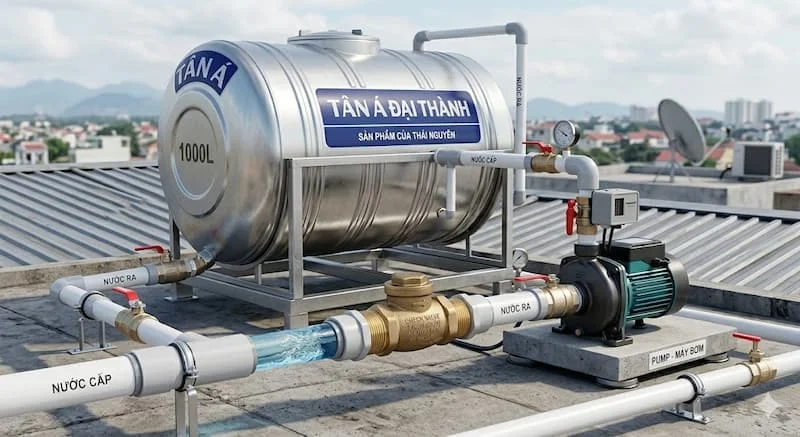 Ảnh ứng dụng thực tế trong hệ thống bồn nước